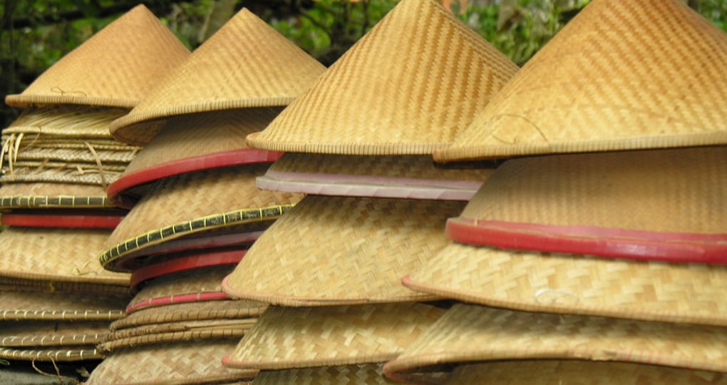 Conical hats for sale in a Ubud market Conical hats for sale in a Ubud market