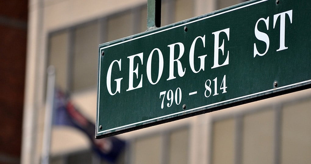 George Street is a major thoroughfare in the city George Street is a major thoroughfare in the city