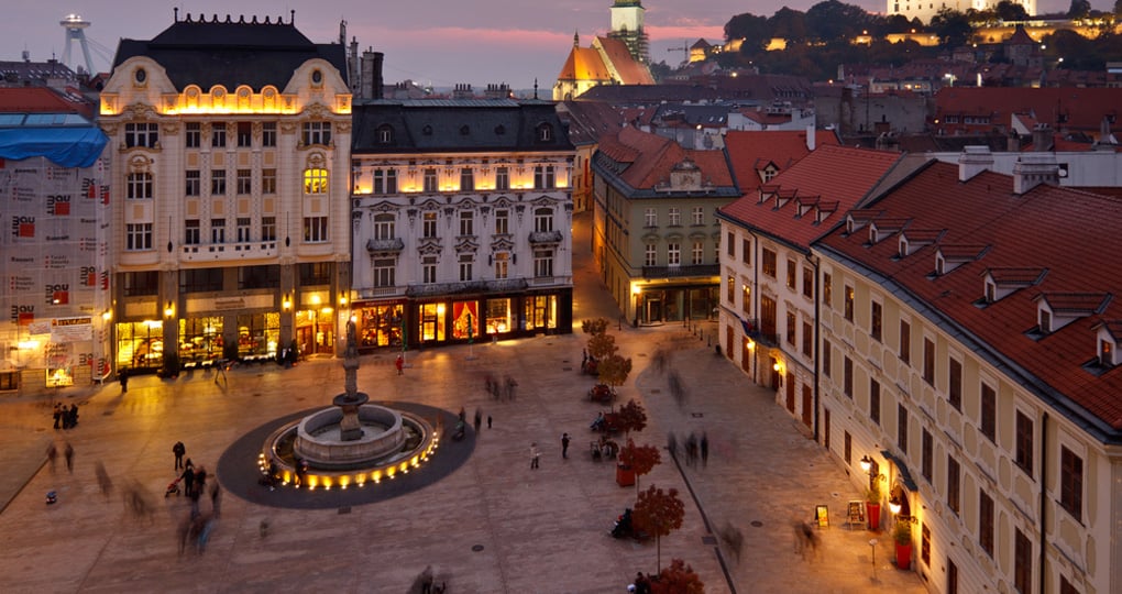 Main Square with Rolland's Fountain is always a popular visiting spot on all Slovakia vacations. Main Square with Rolland's Fountain is always a popular visiting spot on all Slovakia vacations.