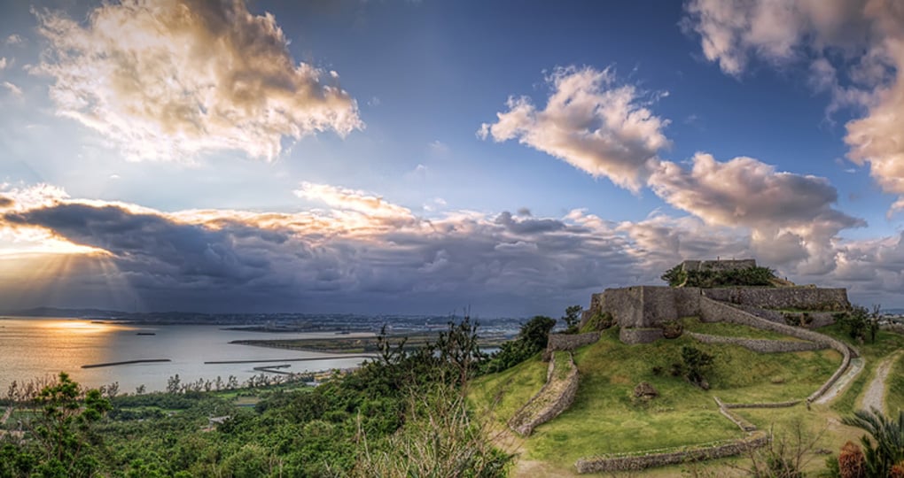 A panoramic view of the ruins of Katsuren Castle A panoramic view of the ruins of Katsuren Castle