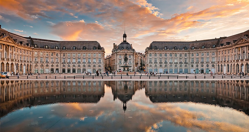 Place de la Bourse, Bordeaux, France. Built from 1730 to 1775. Place de la Bourse, Bordeaux, France. Built from 1730 to 1775.