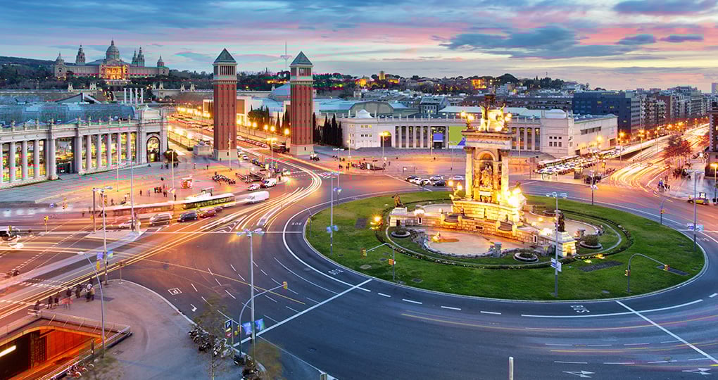 Take a relaxing walk through one of Barcelona's most prominent squares, Plaza de Espana