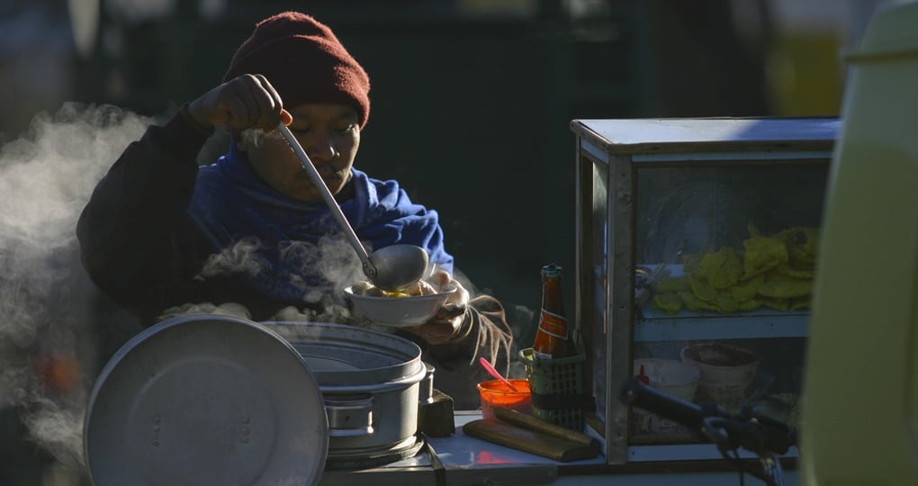Preparing noodles on top of Mount Bromo Preparing noodles on top of Mount Bromo