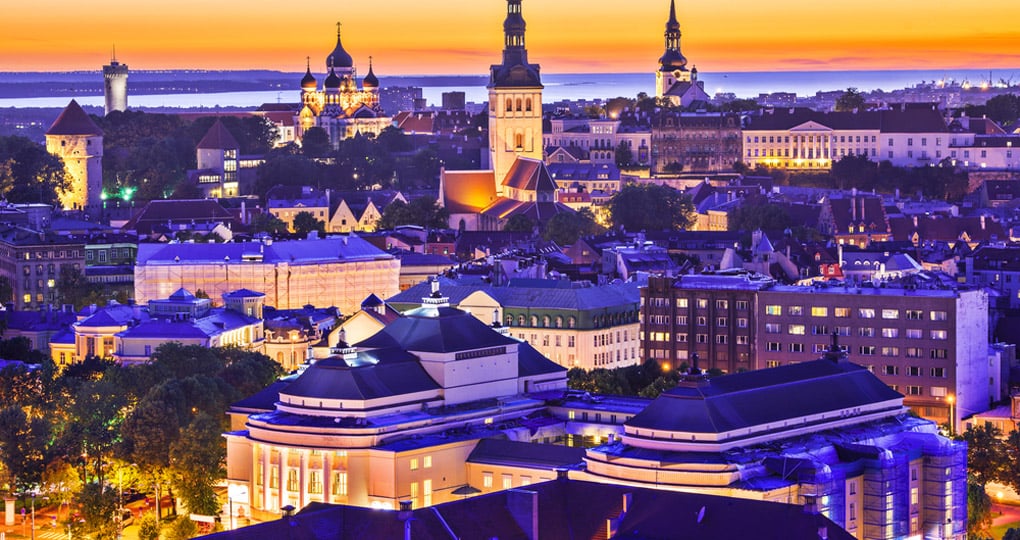 The skyline of Tallinn at sunset - always a great photo opportunity on all Estonia tours. The skyline of Tallinn at sunset - always a great photo opportunity on all Estonia tours.