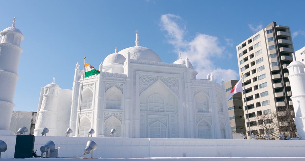 Snow sculpture of the Taj Mahal Snow sculpture of the Taj Mahal