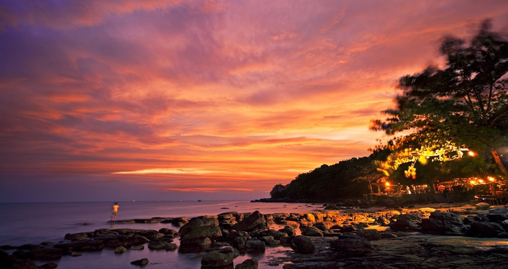 Sunset at the seaside near Sihanoukville