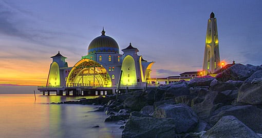 The Malacca Straits Mosque - a popular photo stop while on our Malaysia tours. The Malacca Straits Mosque - a popular photo stop while on our Malaysia tours.