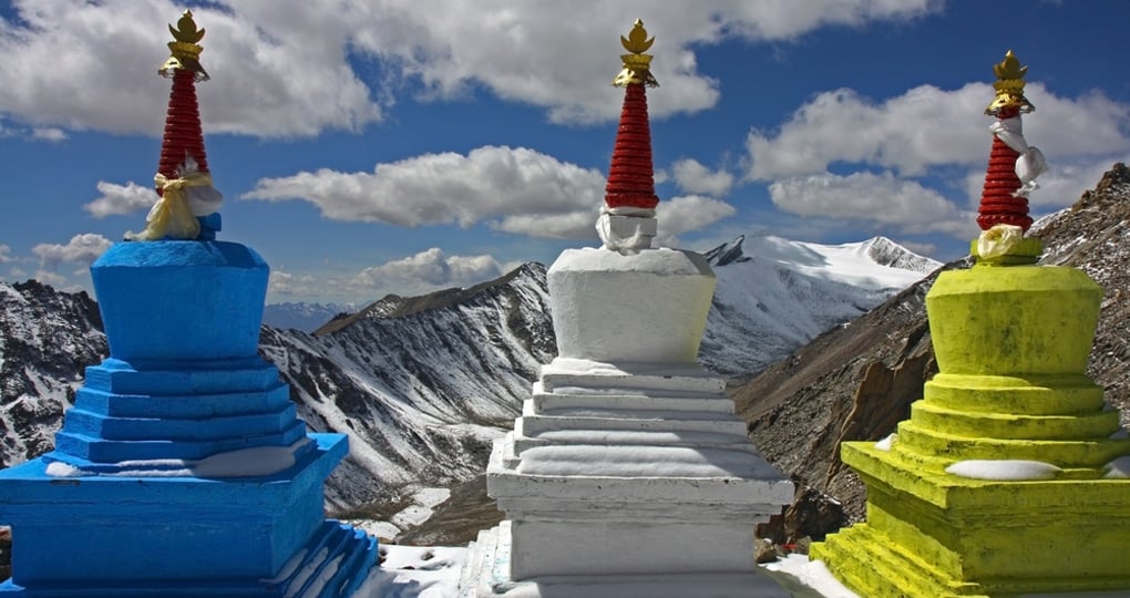 Three stupas high in Himalayas Three stupas high in Himalayas