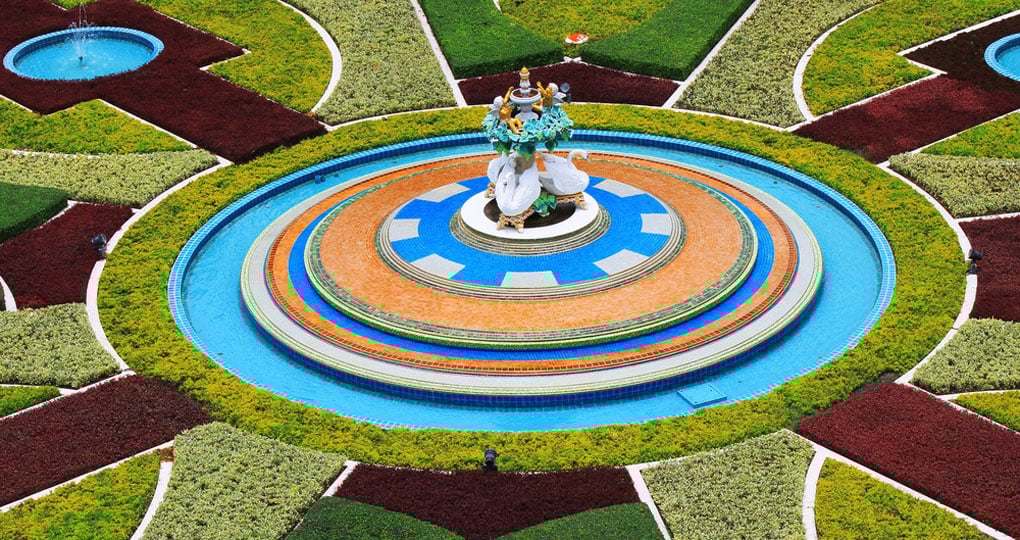 A beautiful tropical landscape garden A beautiful tropical landscape garden