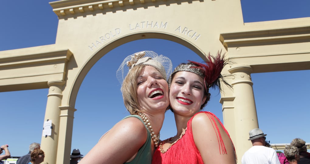 Two women in 20's costumes in Napier Two women in 20's costumes in Napier