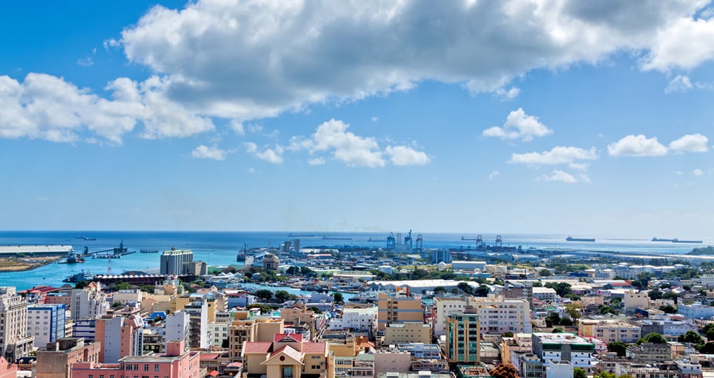An aerial view of Port Louis on beautiful sunny day An aerial view of Port Louis on beautiful sunny day