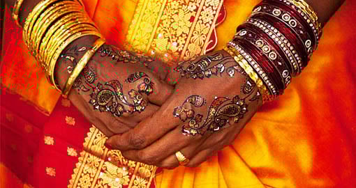 A wedding pattern on the hands of a Colombo bride A wedding pattern on the hands of a Colombo bride
