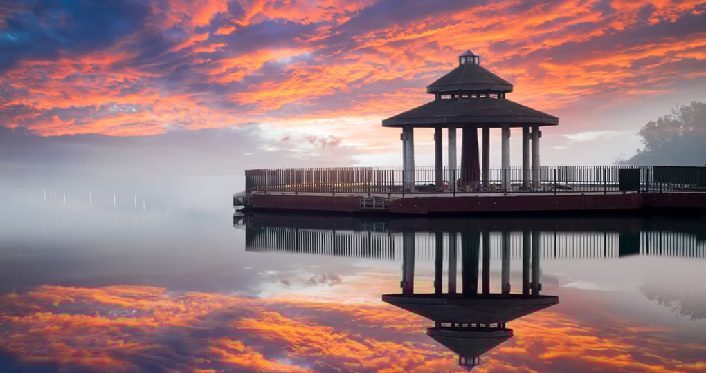 Sun Moon Lake at sunset is great for taking pictures and a popular inclusion on most Taiwan vacations.