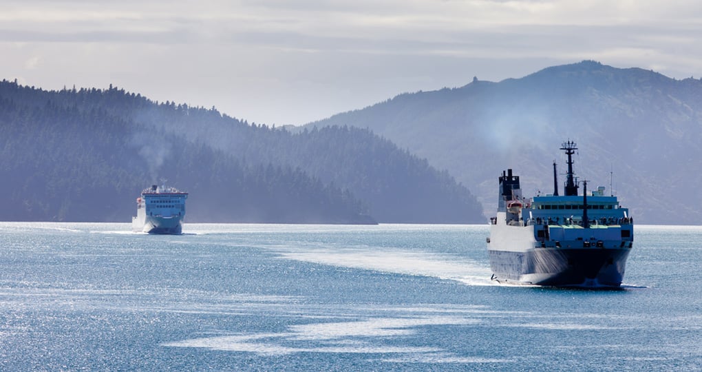 Ferries on the calm water of Marlborough Sounds Ferries on the calm water of Marlborough Sounds