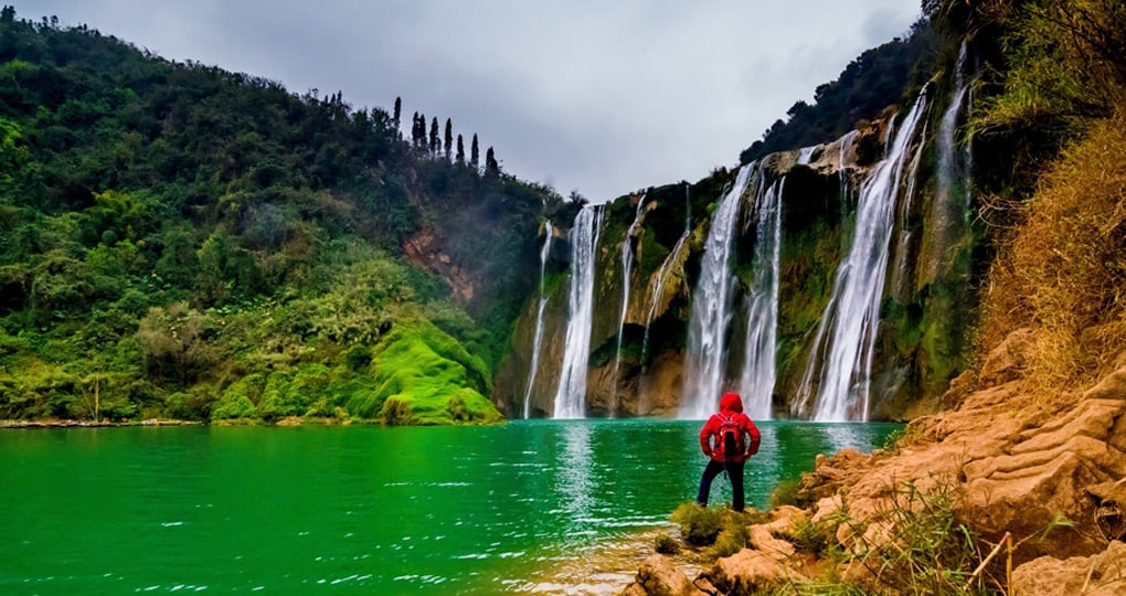 The Jiulong waterfall is a hidden gem in Yunnan province. The Jiulong waterfall is a hidden gem in Yunnan province.