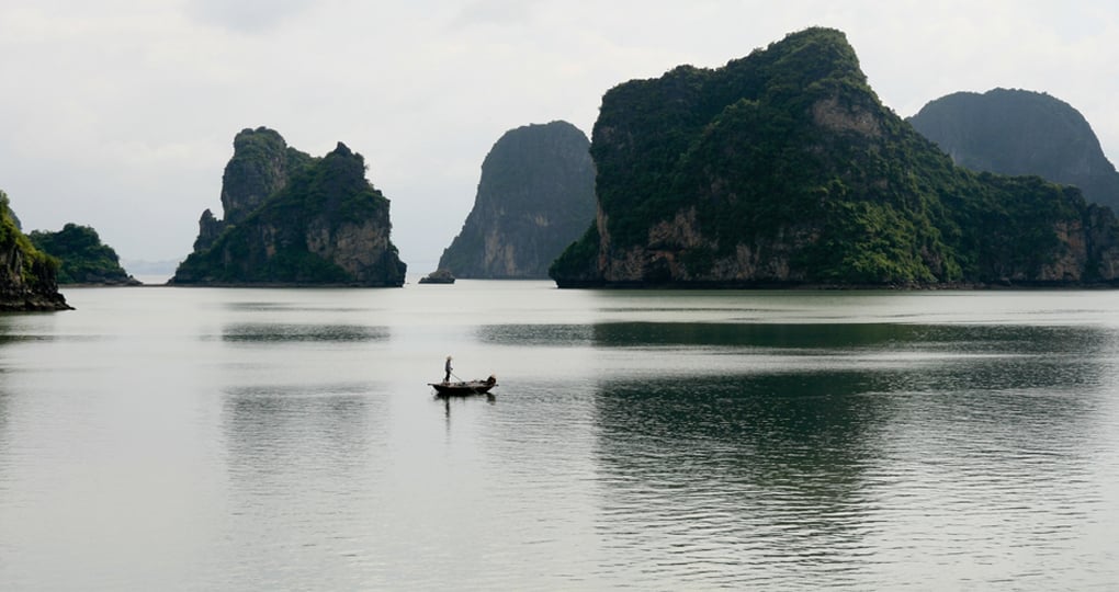 Halong Bay features thousands of limestone karsts and isles Halong Bay features thousands of limestone karsts and isles