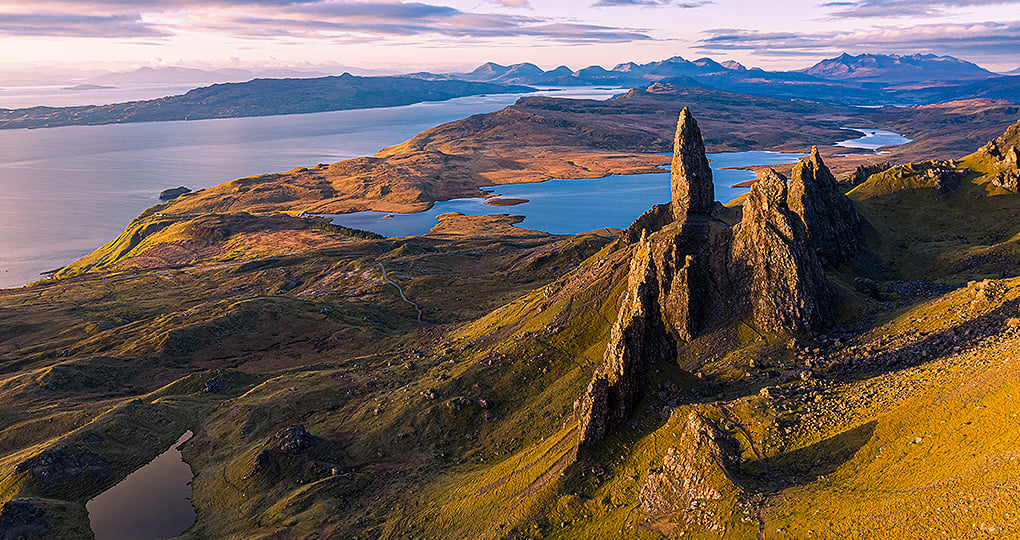 Go for a quick hike to spot the Old Man of Storr and get a breathtaking view of the Isle of Skye Go for a quick hike to spot the Old Man of Storr and get a breathtaking view of the Isle of Skye