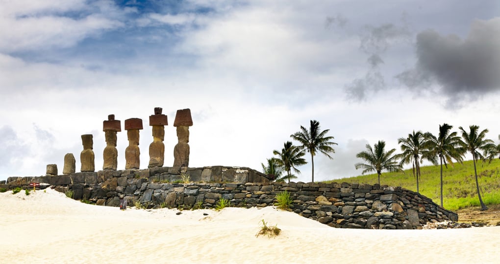 Moais on the Anakena Beach