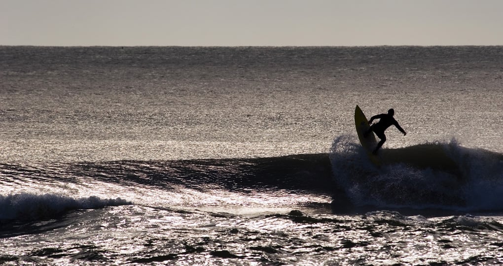 Surfing the break at Haumoana beach Surfing the break at Haumoana beach