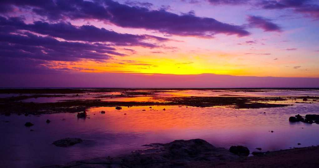 A tropical sunset from a beach on Lombok island A tropical sunset from a beach on Lombok island