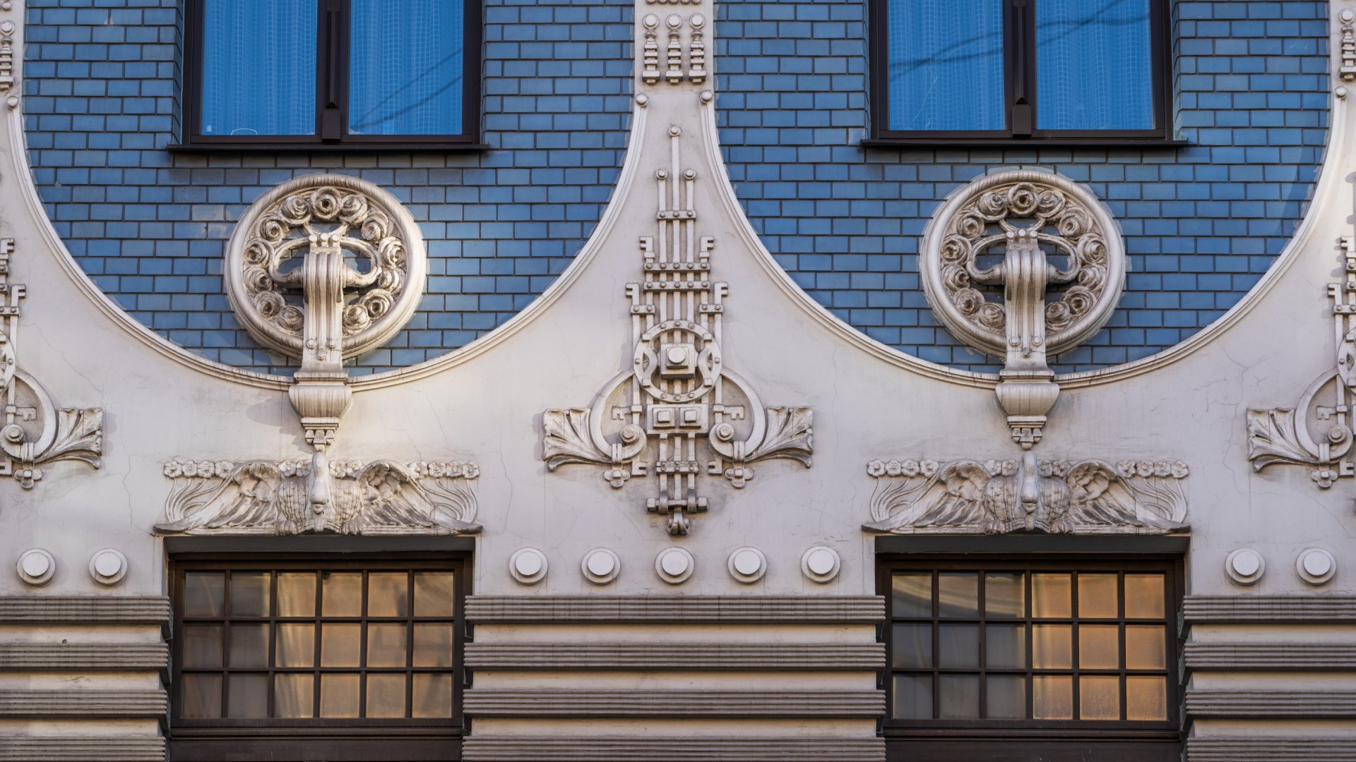 An Art Nouveau ornament on a building built in beginning of the 20th century