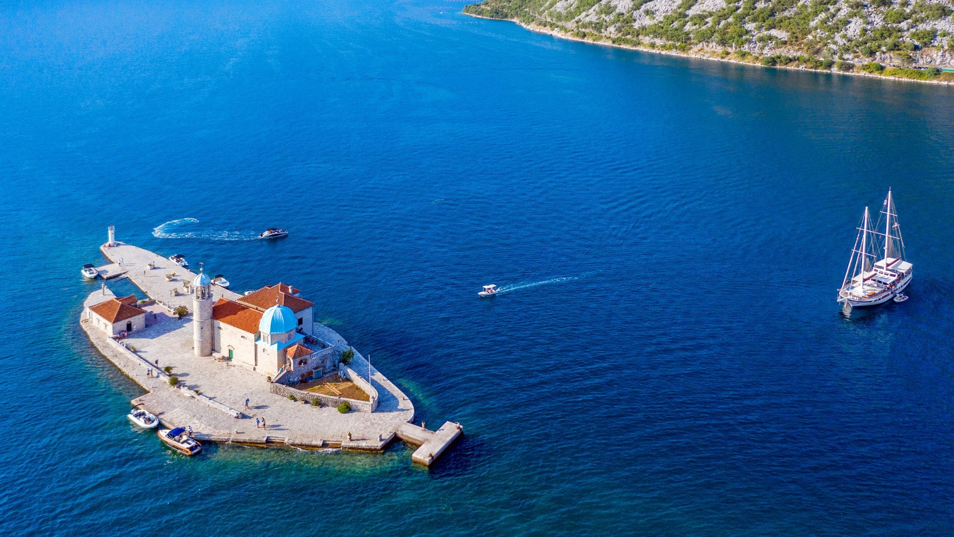 Our Lady of the Rocks is one of the two islets off the coast of Perast in the Bay of Kotor
