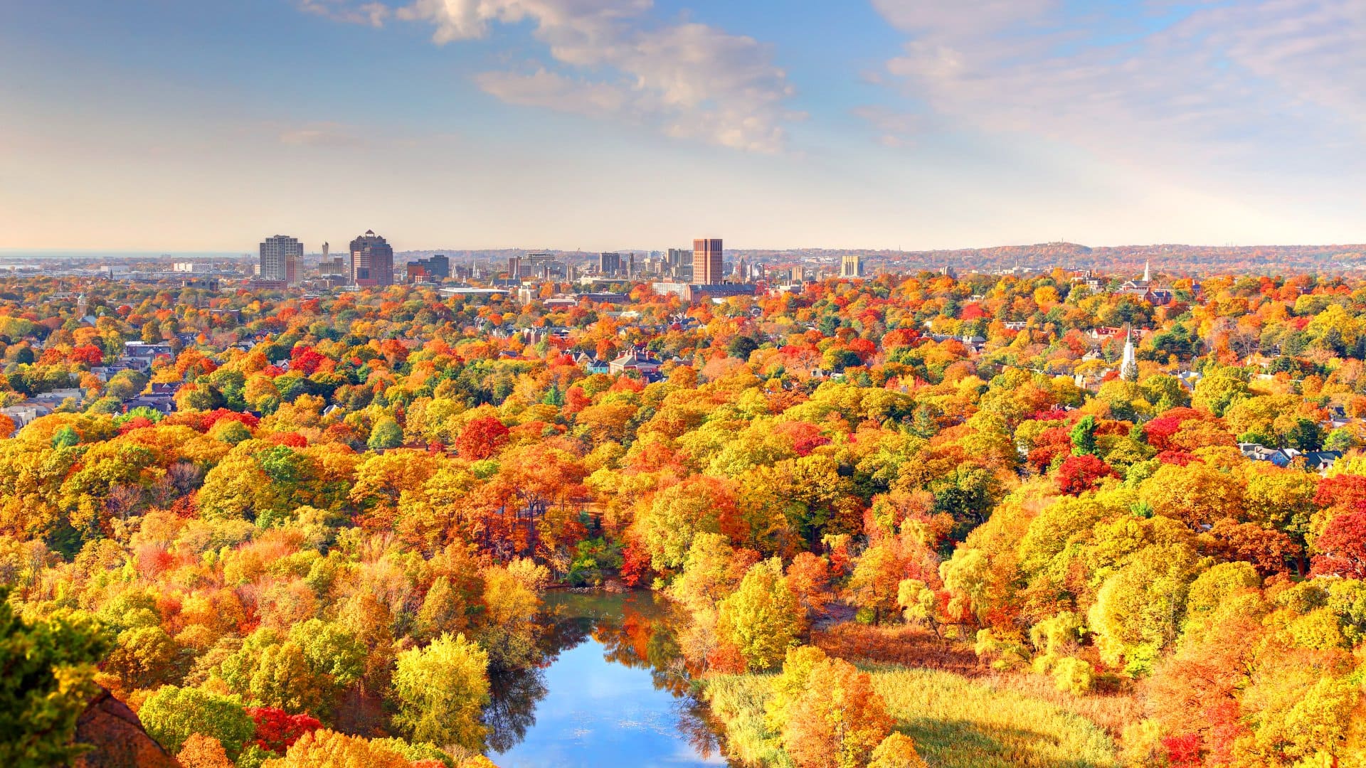 Stunning fall foliage in New Haven is the second-largest city in Connecticut.