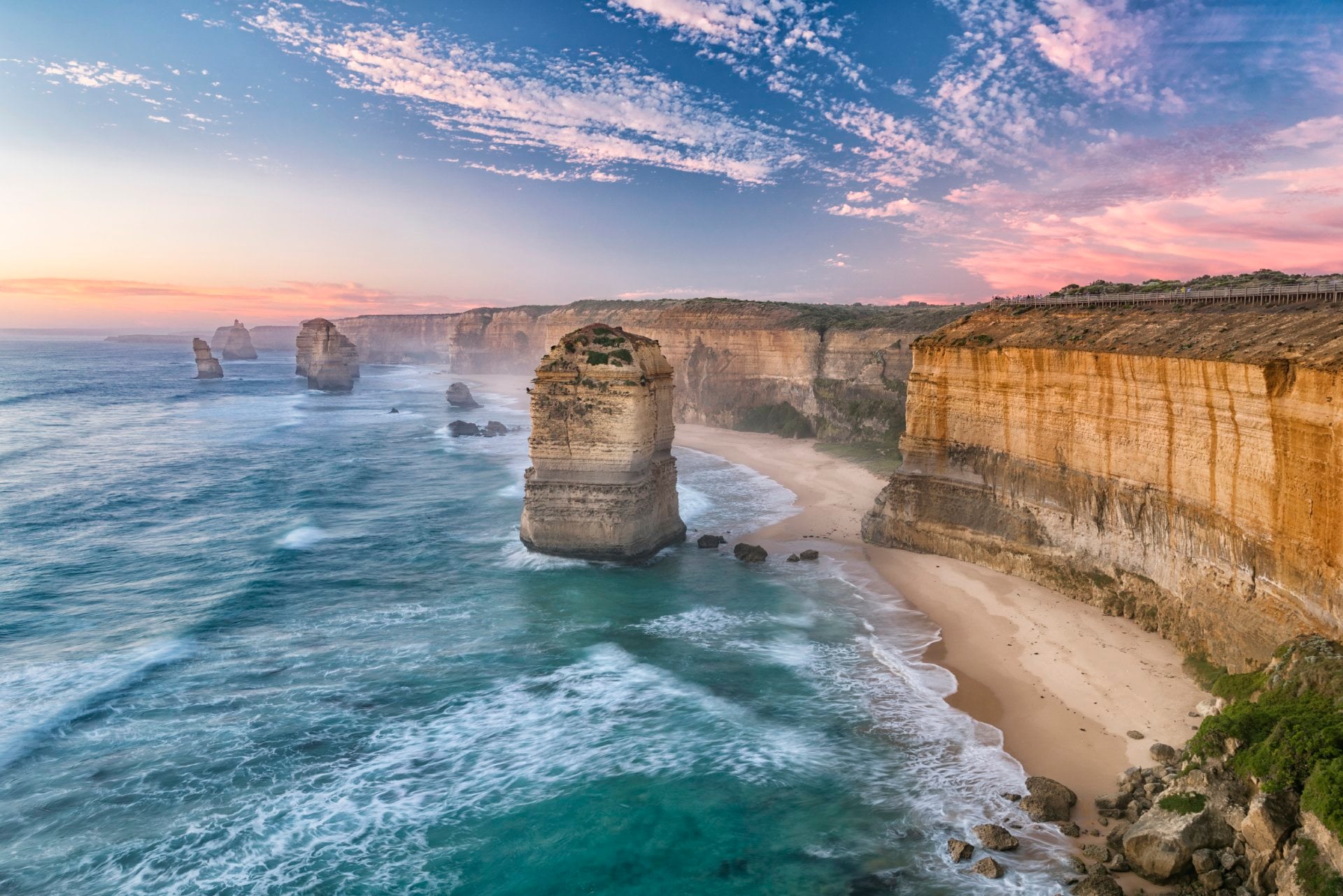 Sunset at the famous Twelve Apostles, Great Ocean Road, Victoria, Australia