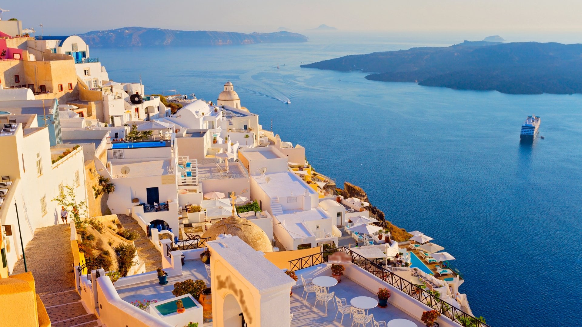 Santorini, Greece The hills of Santorini in Greece