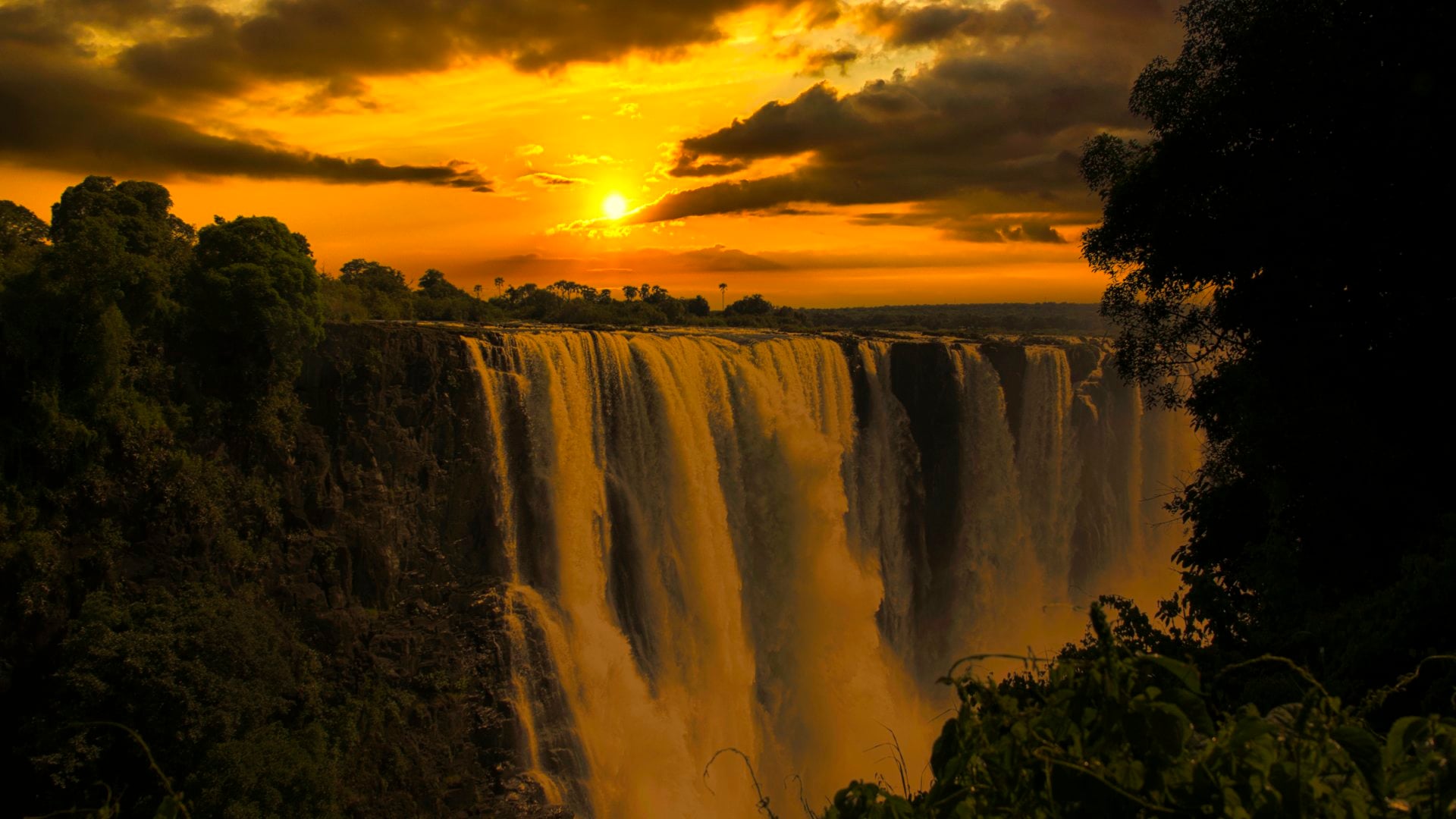 Sunrise above Victoria Falls