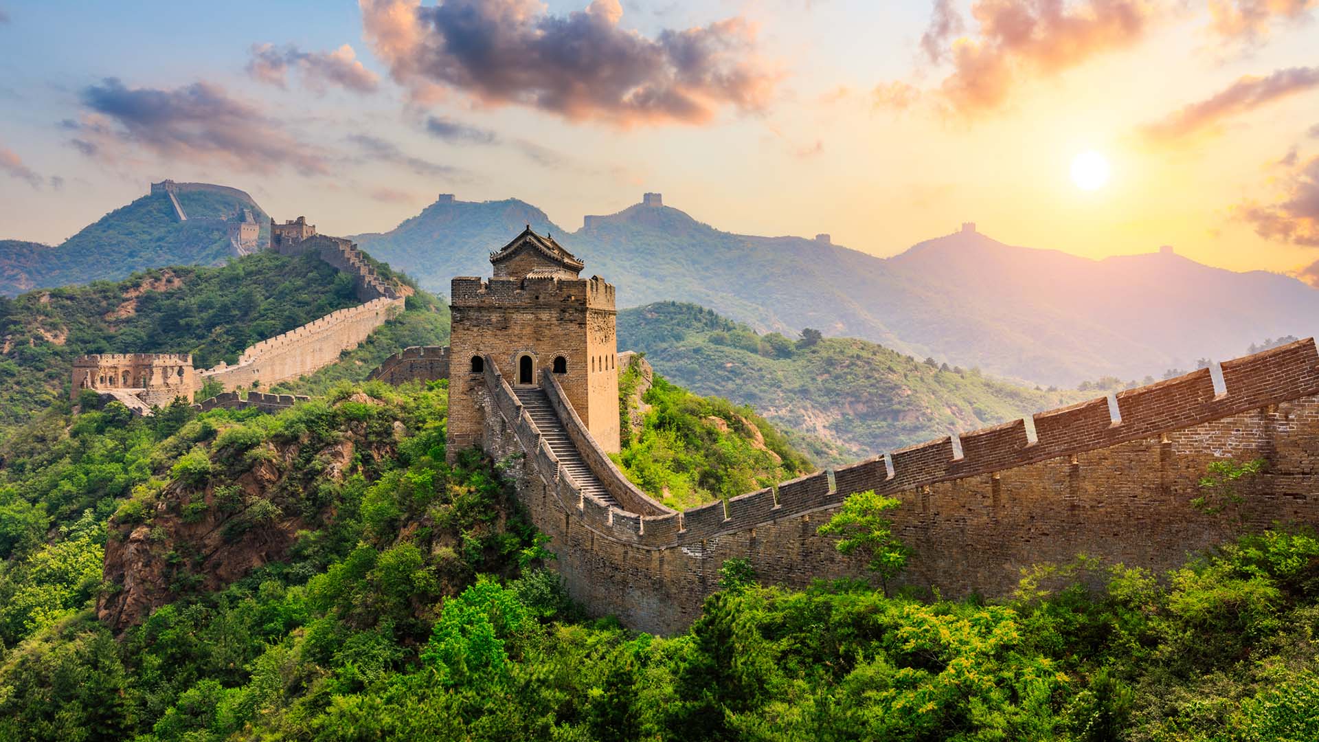 The Great Wall of China at twilight
