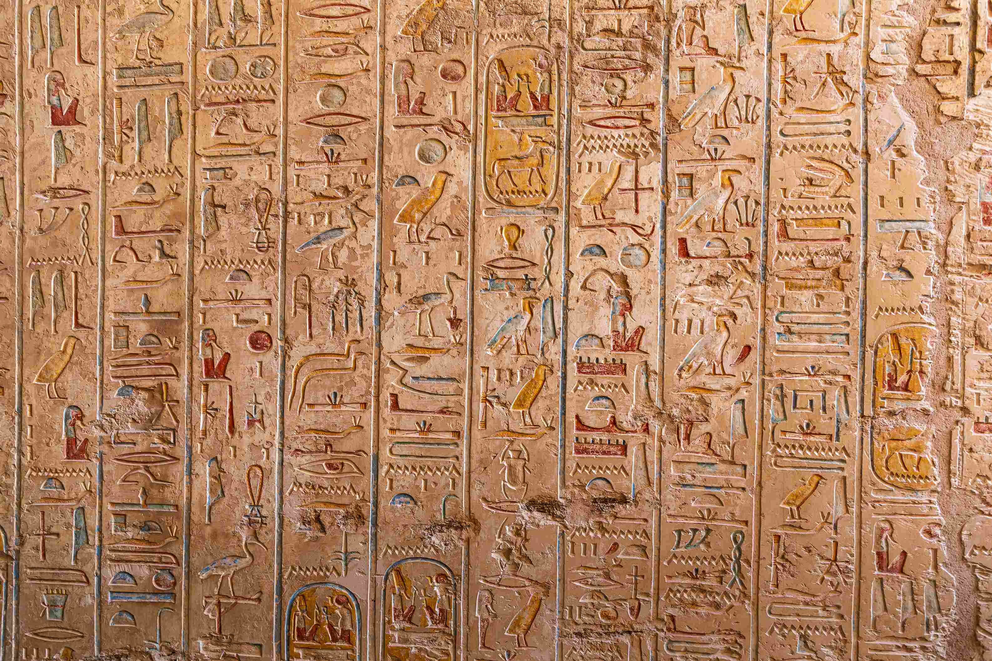 Hieroglyphics on a tomb in Luxor