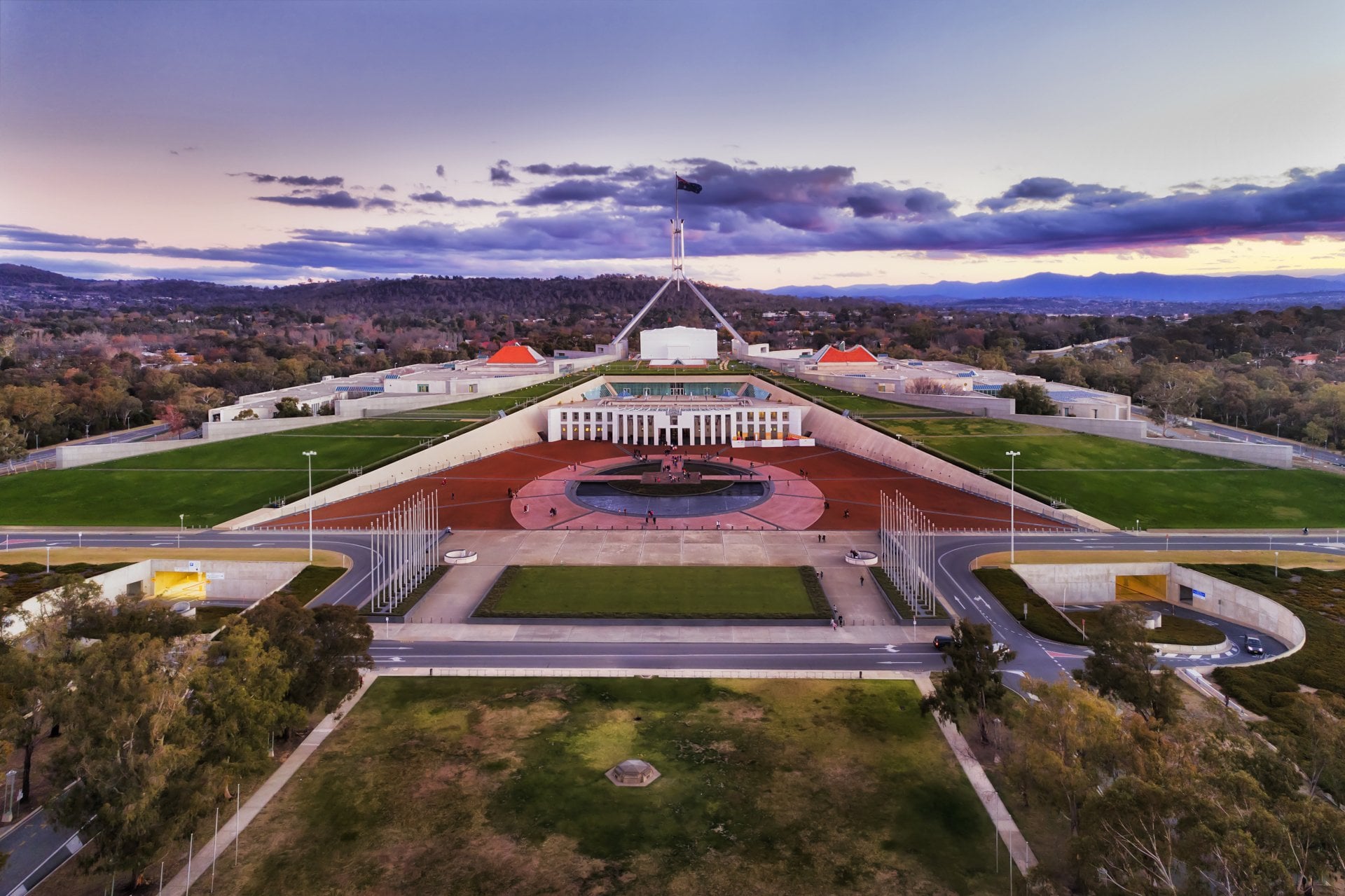 Aerial view around Capitol hill in Canberra - Australian Capital Territory