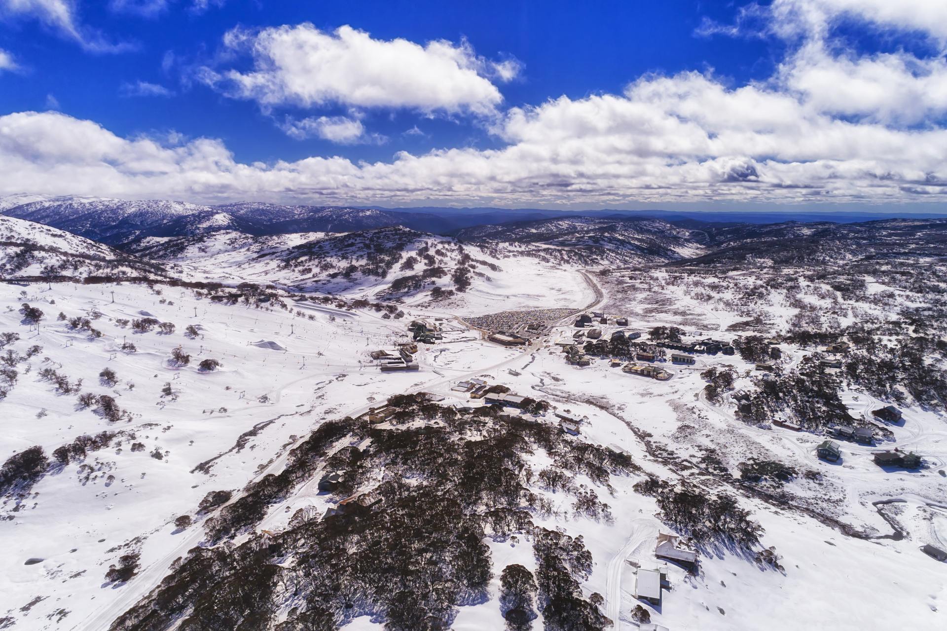 Alpine village Perisher valley in Snowy Mountains of Australia