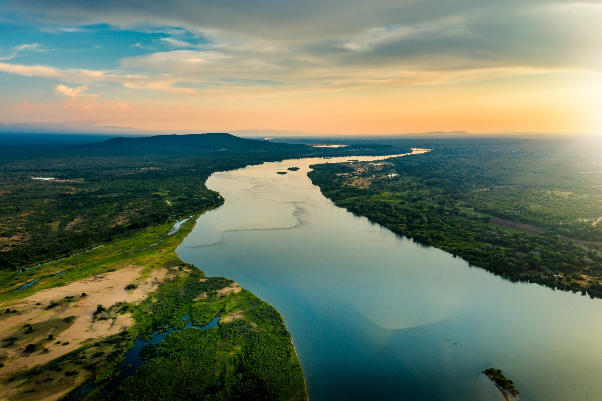 Aerial view on the river and surrounding areas