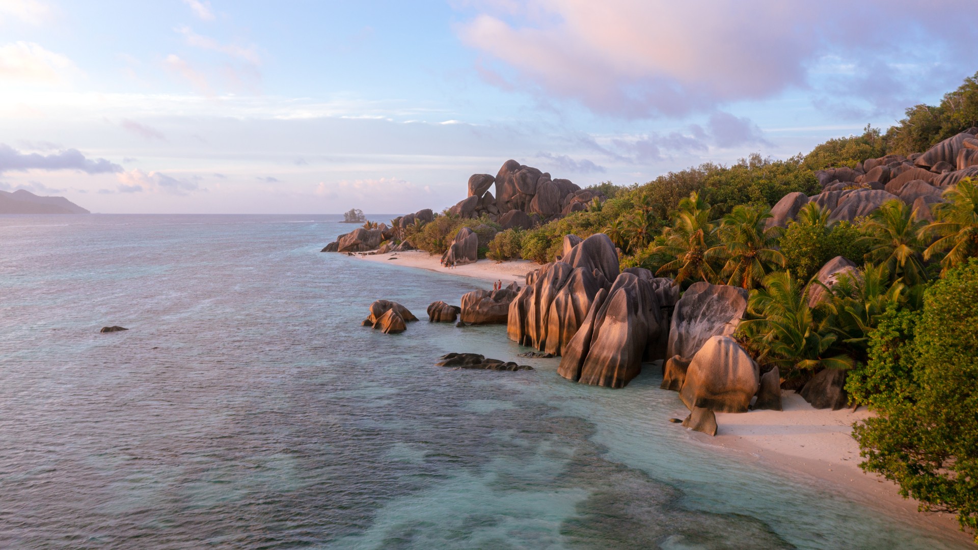 Beautiful landscape at Anse Source d'Argent beach on La Digue in the Seychelles