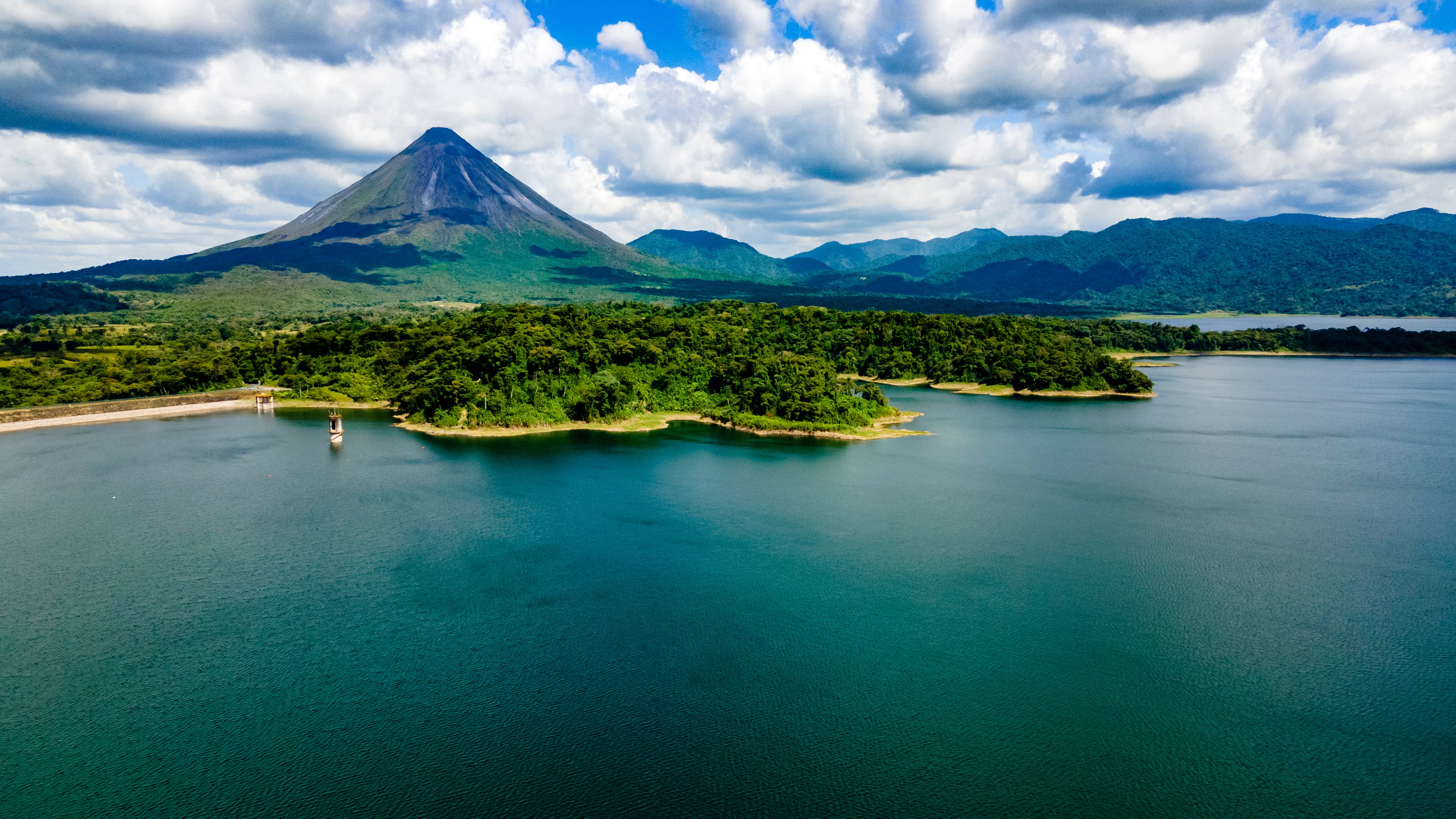 Arenal Lake sits at the base of the active Arenal Volcano.