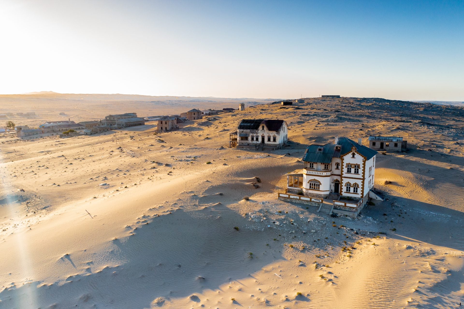 Deserted homes in Kolmanskop ghost town near Luderitz in Namibia, the site of an abandoned diamond mine