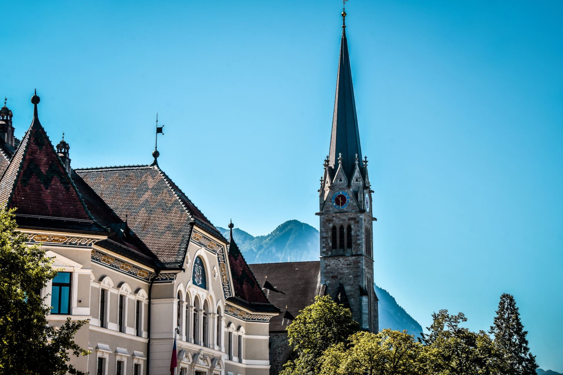 Cathedral St. Florin Vaduz, Liechtenstein Top Of Cathedral St. Florin Vaduz