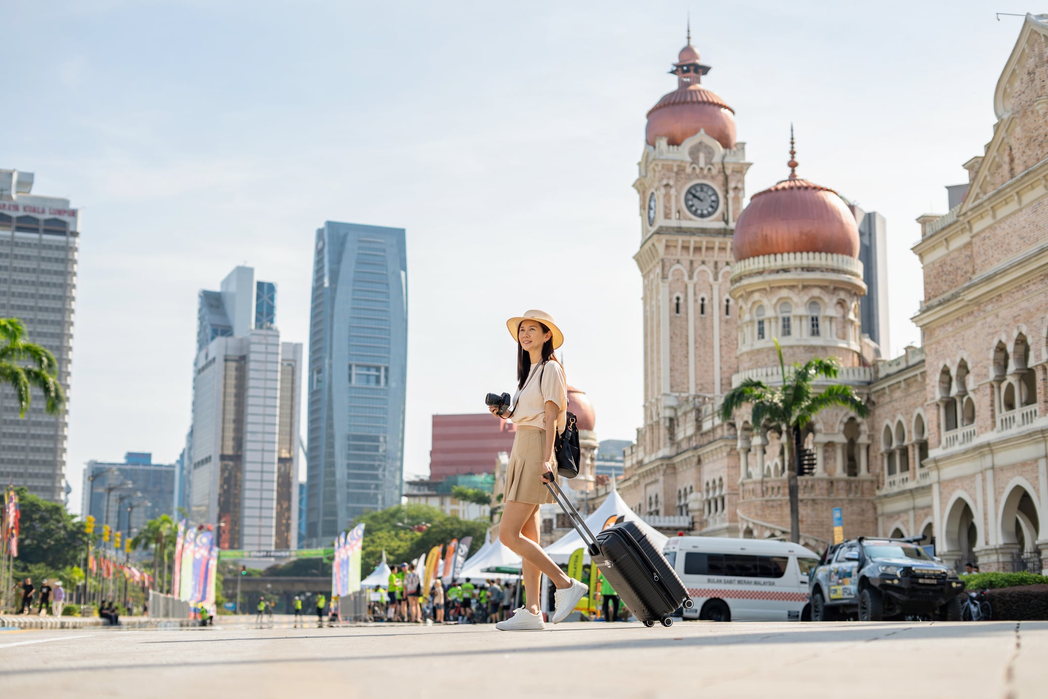 Tourist wandering around kuala lumpur.