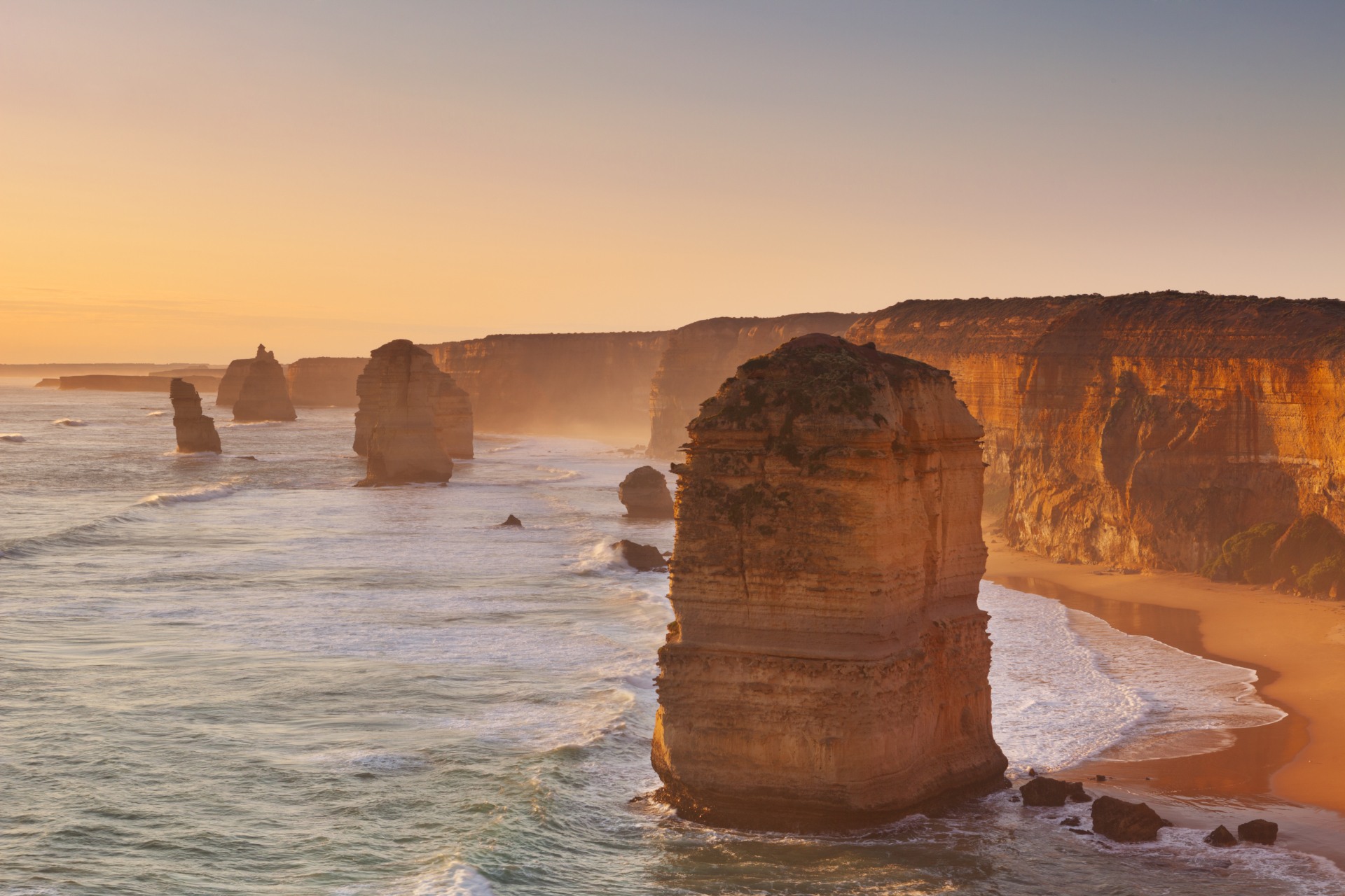 The Twelve Apostles in beautiful low sunlight along the Great Ocean Road