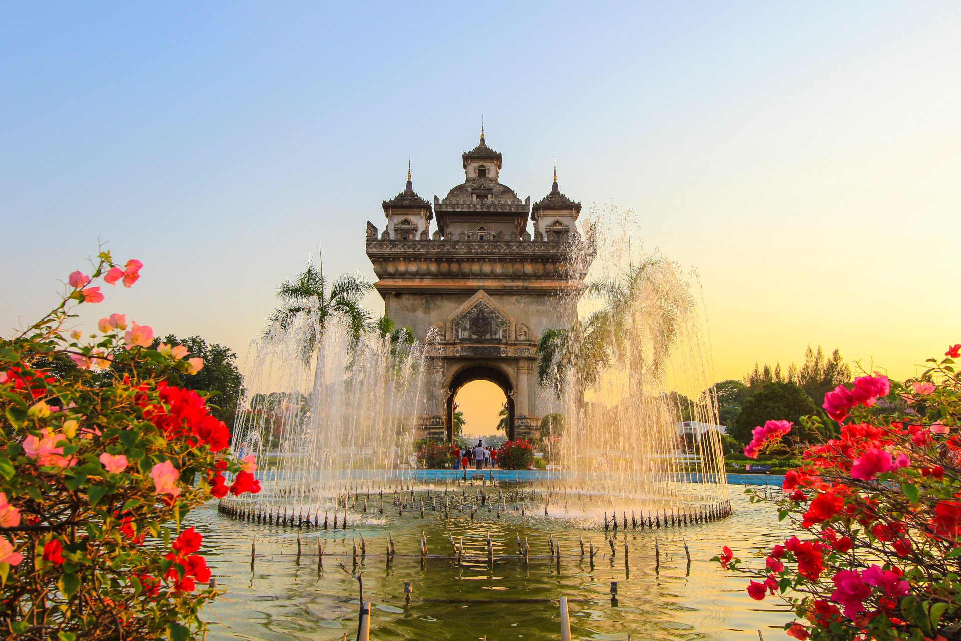 Patuxai monument on Lang Xang Avenue in the centre of Vientiane, Laos