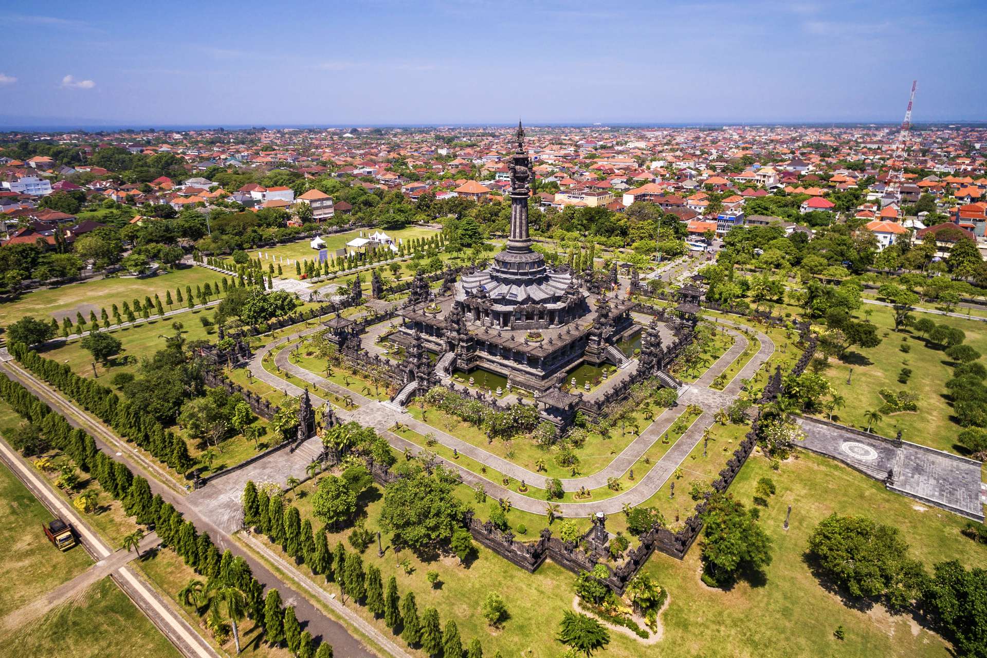 Aerial View of Bajra Sandhi Monument in Denpasar, Bali, Indonesia