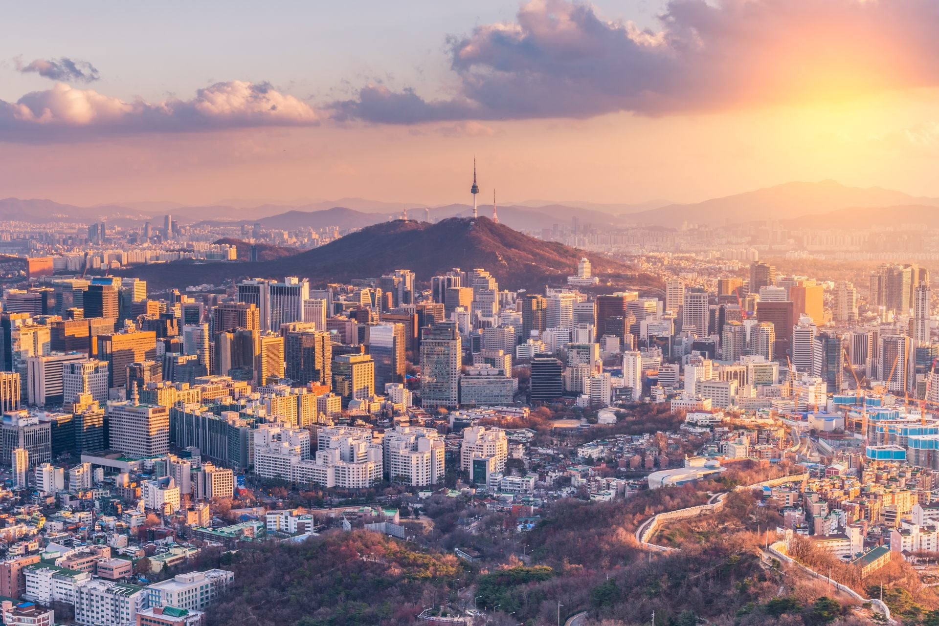 Sunset view of Seoul City Skyline, South Korea