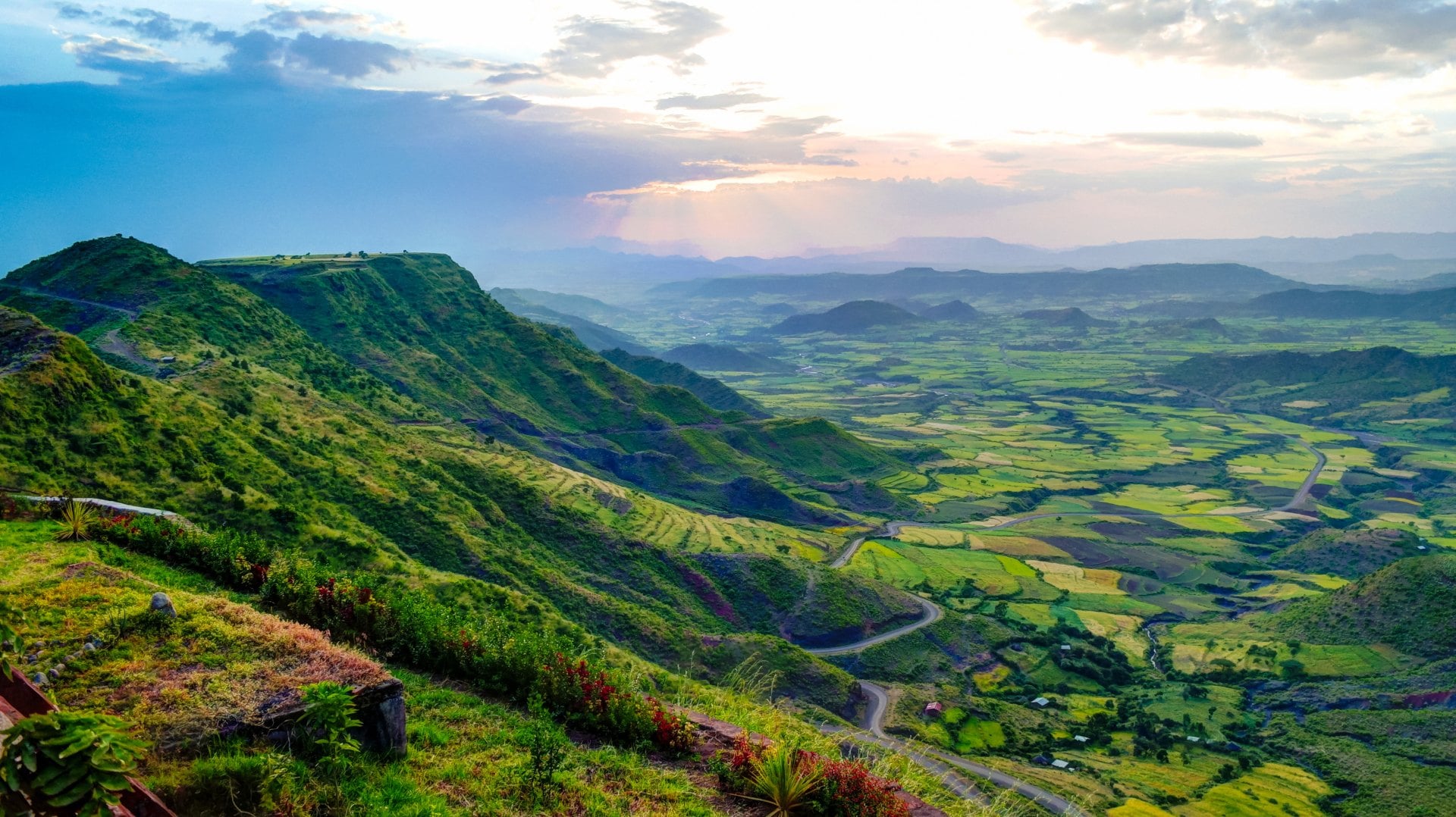 Panorama of Semien mountains and valley around Lalibela, Ethiopia