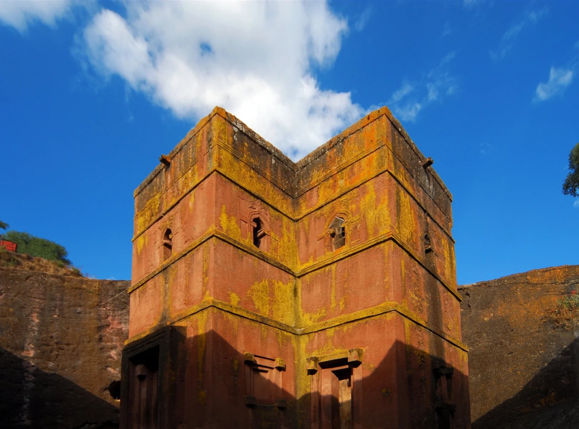 Ethiopia Rock-hewn Church of Saint George / Biete Giyorgis - carved from red volcanic rock in the shape of a cross - 12th century