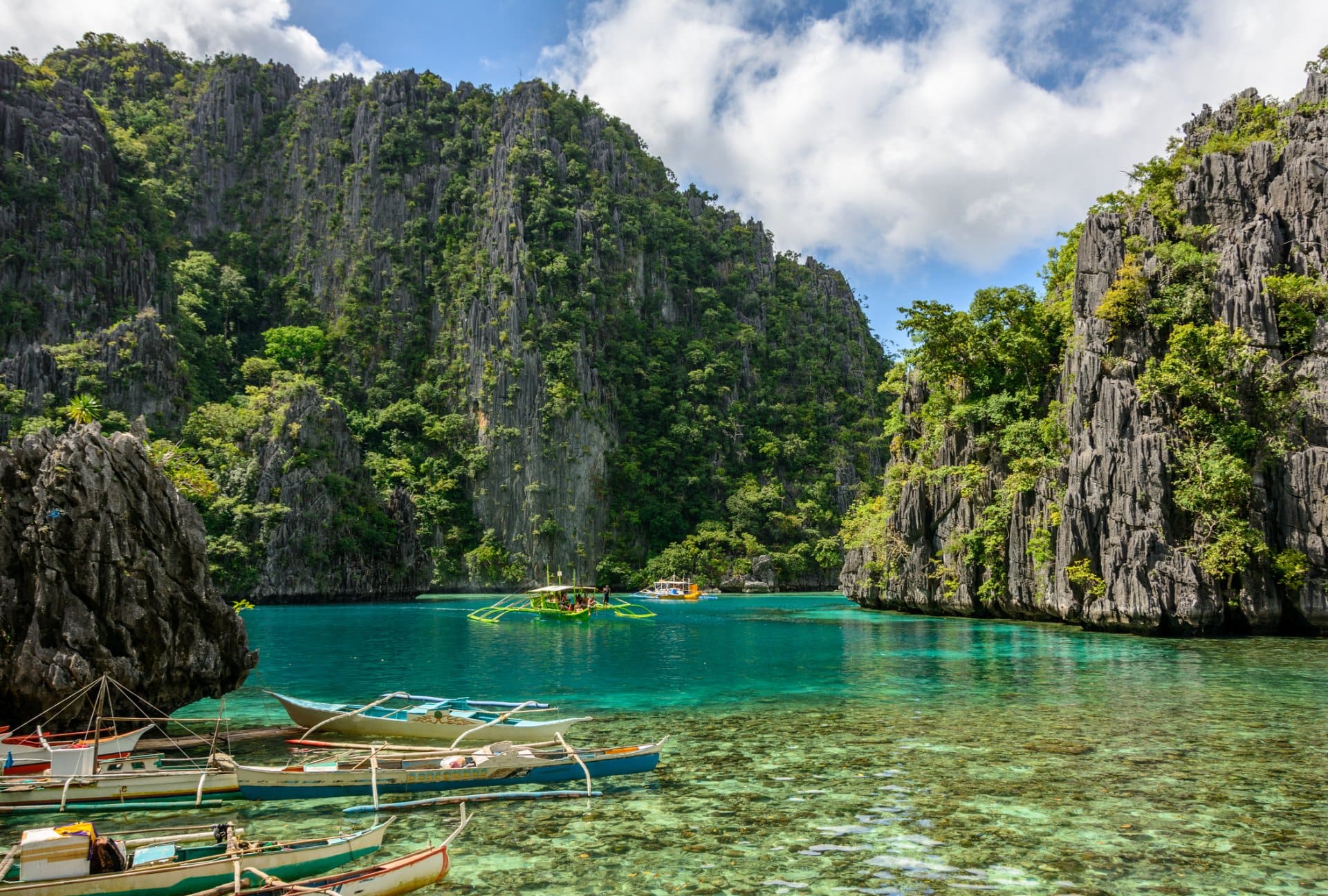 Philippine boats in the lagoon of Coron Island