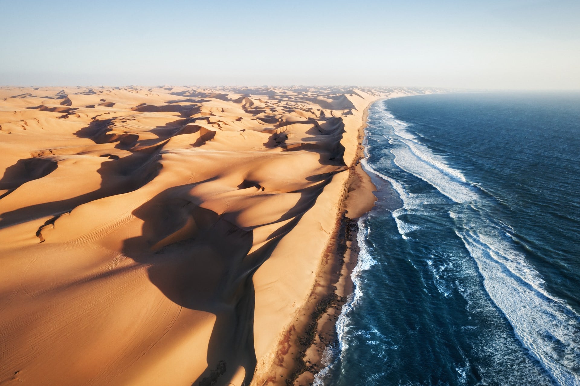 Namib desert and the Atlantic ocean meets. Skeleton Coast, Namibia