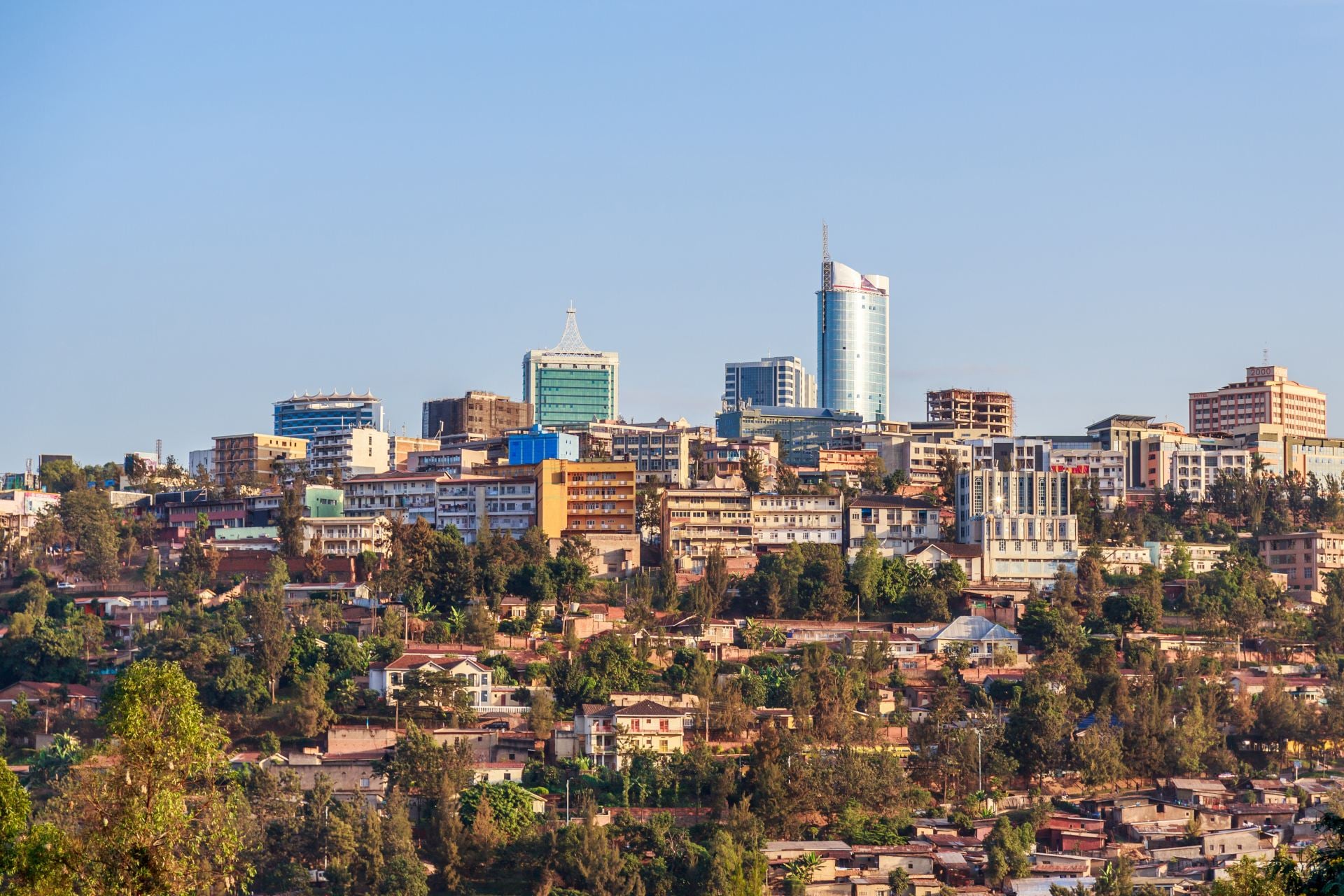 Panoramic view at the city business district of Kigali Rwanda