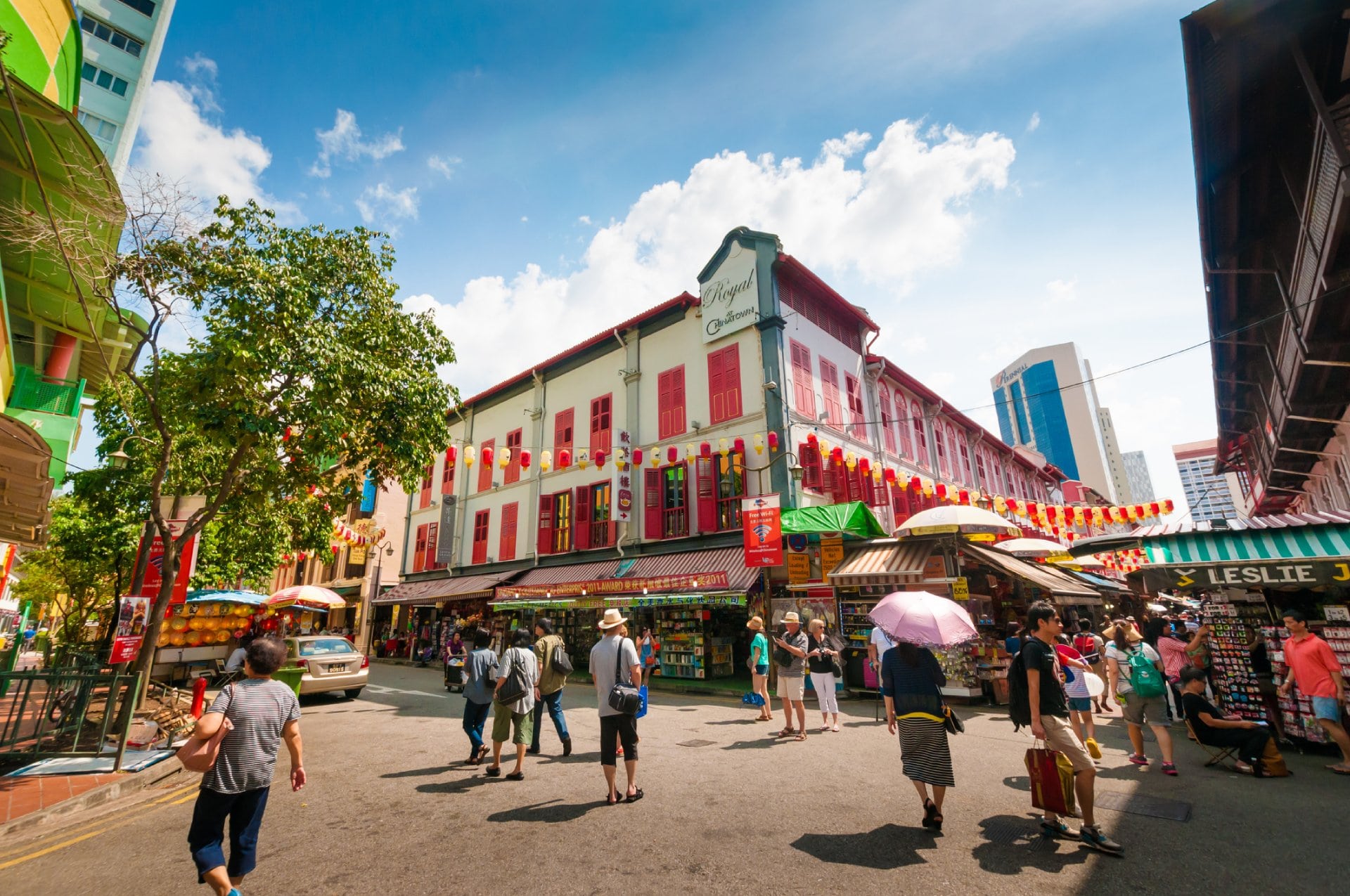Street view of China town in Singapore
